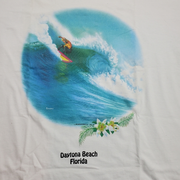 VTG 1995 Surfer Wave Daytona Beach Graphic T-shirt Screen Stars Size XL NOS - Picture 1 of 6
